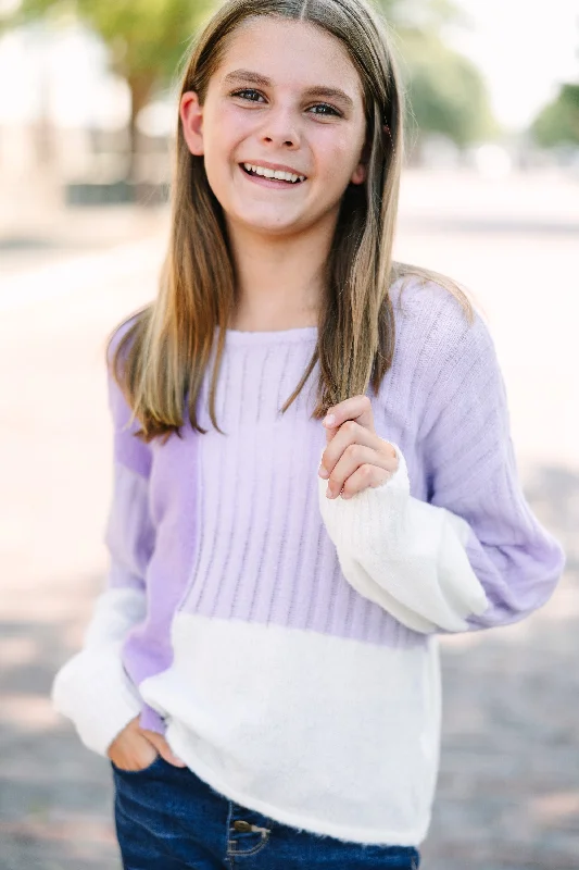 Girls: Totally You Lavender Purple Colorblock Sweater