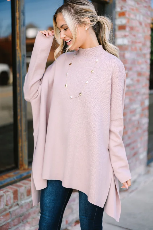 Going With You Taupe Brown Mock Neck Sweater