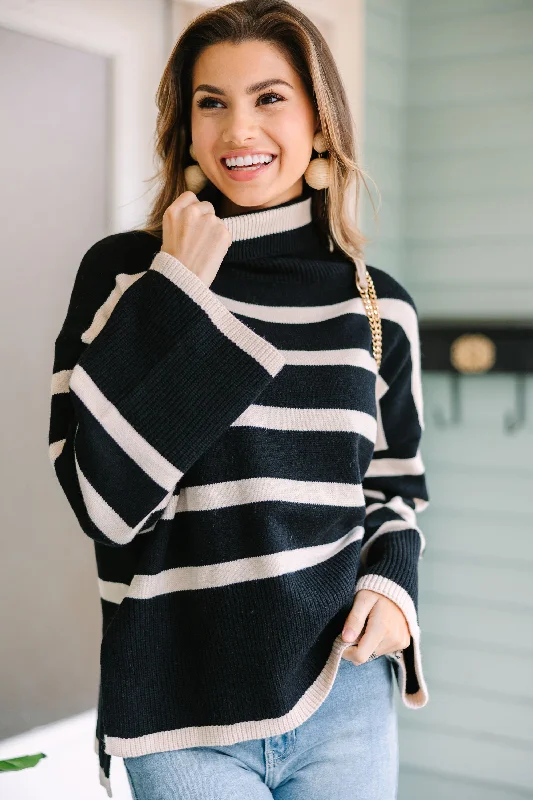 Have Your Fun Black Striped Turtleneck Sweater