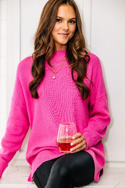 Perfectly You Candy Pink Mock Neck Sweater