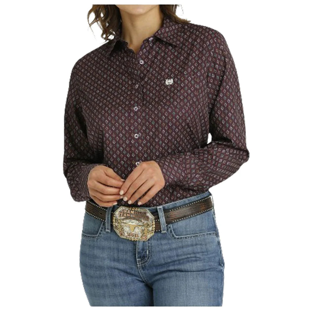 Cinch Women Arenaflex Purple Geo Print Shirt