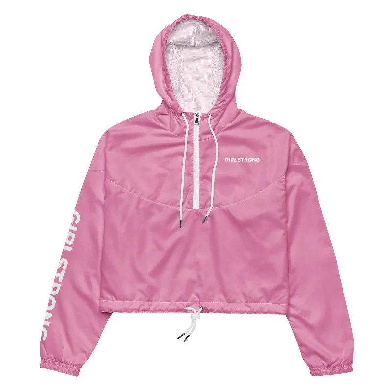 GIRLFRIEND PULLOVER CROP WINDBREAKER PRETTY PINK GIRLSTRONG