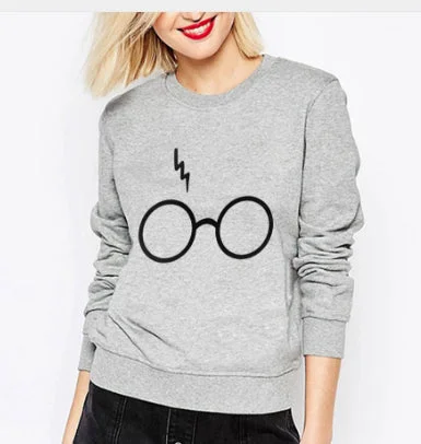 New 2018 summer autmn girl harries Potter glasses and lightning bolt sweatshirts long sleeve pull O-Neck harajuku casual ropa