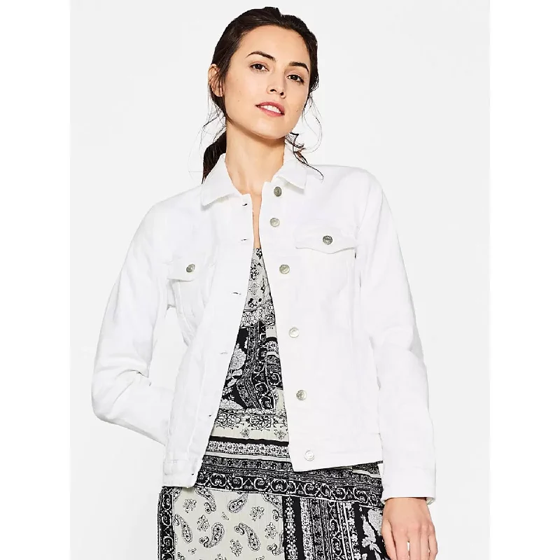 White Floral Pocket Denim Jacket