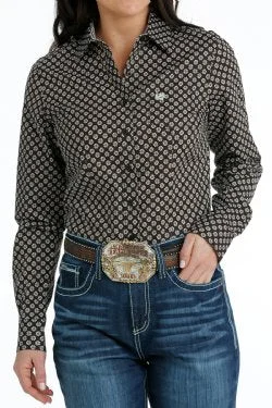 Cinch Women’s Button-Down Western Shirt- Brown