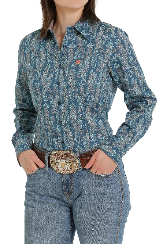 Cinch Women’s Teal Paisley Print Shirt