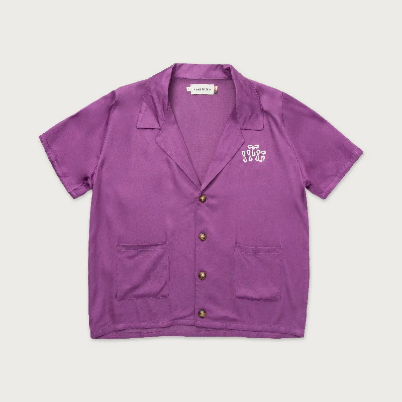 Womens Camp Shirt Button Up - Purple