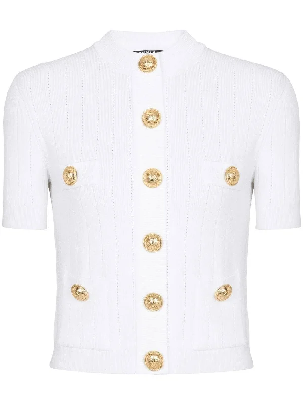 BALMAIN Chic Cropped Button-Up Cardigan