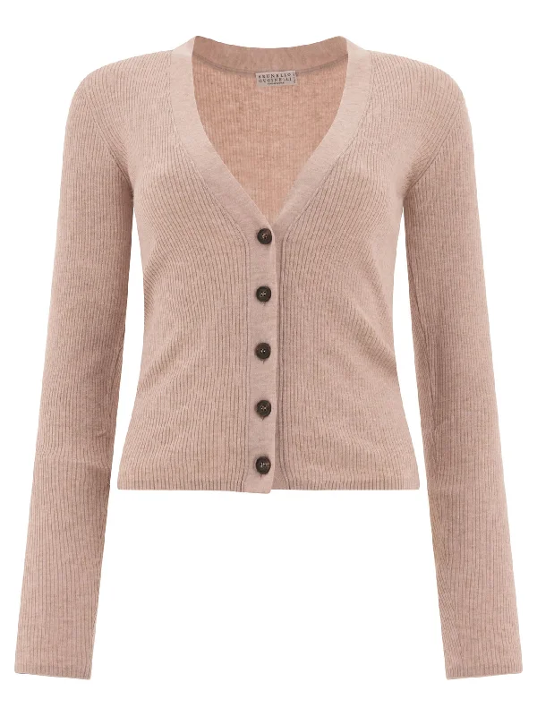 BRUNELLO CUCINELLI Luxe Pink Lurex Cardigan