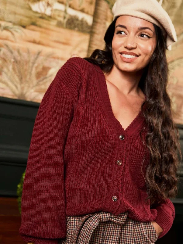 Frost Recycled Cotton Knit Cardigan | Bordeaux