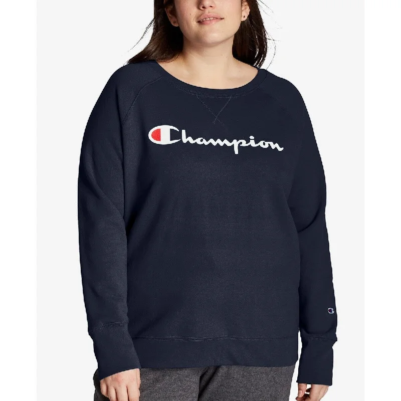 Champion Women's Powerblend Signature Graphic Sweatshirt Blue Size 1X