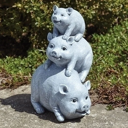 Triple Stacked Pigs Pudgy Pal Garden Statue