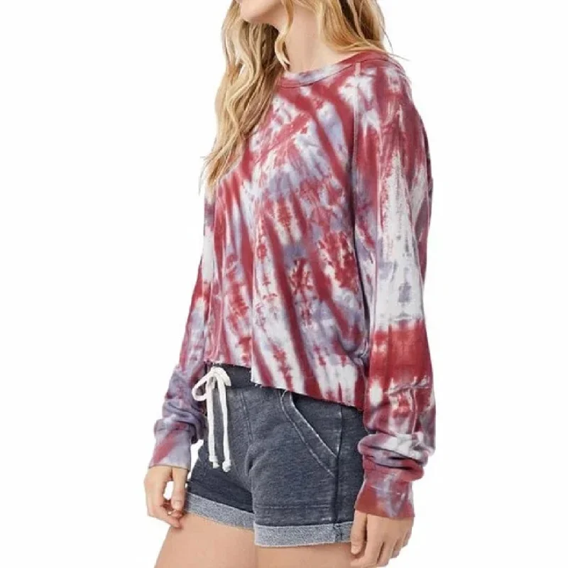 Alternative Women's Washed Terry Tie Dye Boyfriend Sweatshirt Red Size X-Large