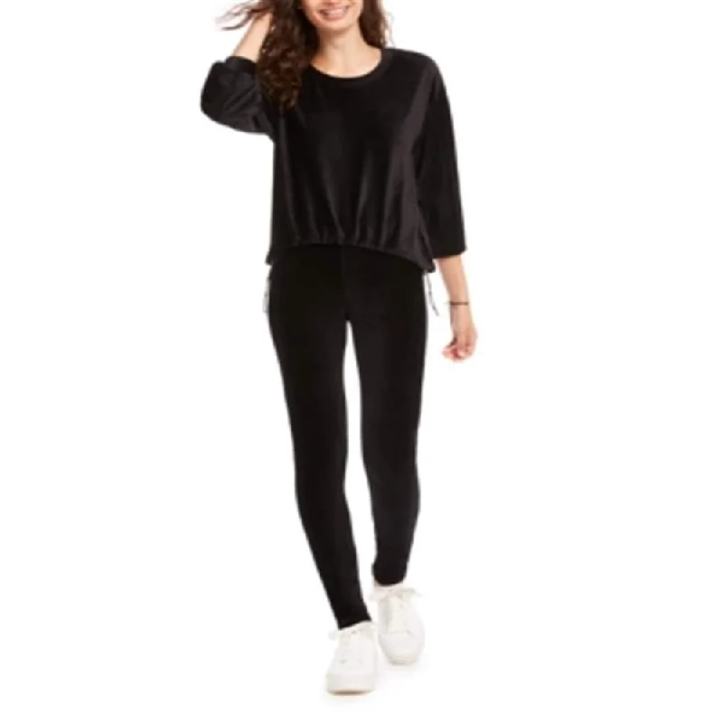 American Rag Junior's Drawstring Waist Corduroy Sweatshirt Black