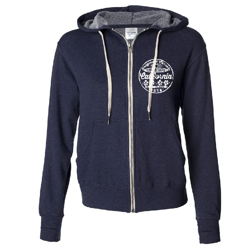 California Original Classic Premium Unisex French Terry Full-Zip Sweatshirt - Heathered Navy