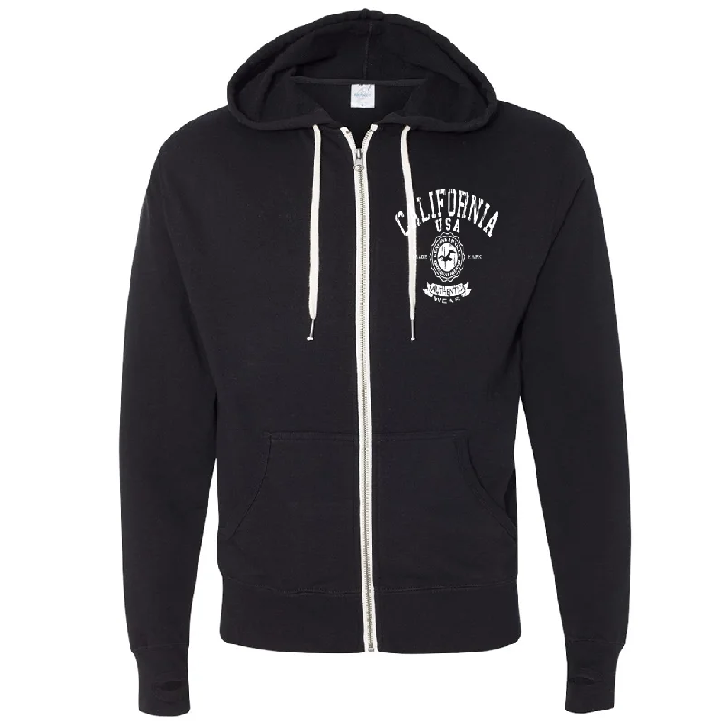 California Vintage Genuine Article Premium Unisex French Terry Full-Zip Sweatshirt - Black