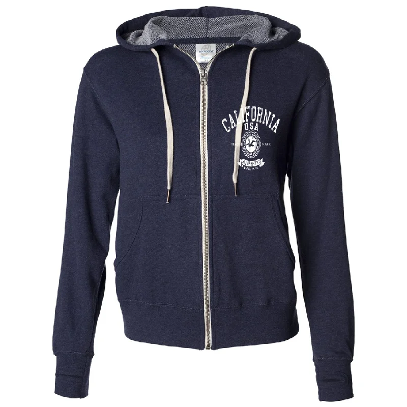 California Vintage Genuine Article Premium Unisex French Terry Full-Zip Sweatshirt - Heathered Navy