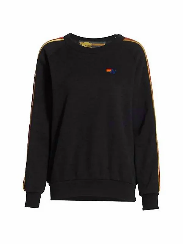 Classic Stripes Velvet Sweatshirt In Black