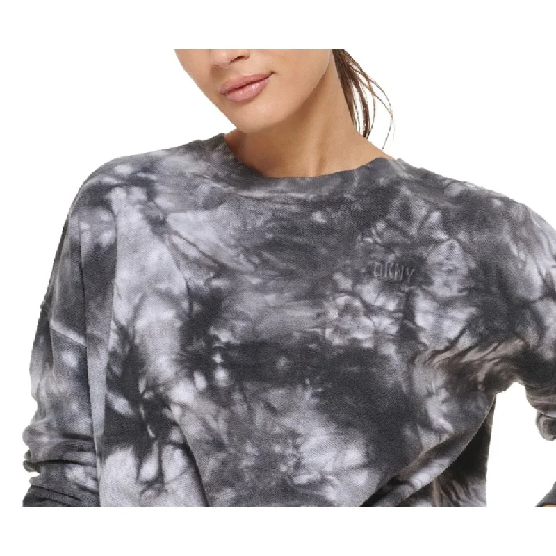 Dkny Women's Cotton Tie Dyed Sweatshirt Black Size Large