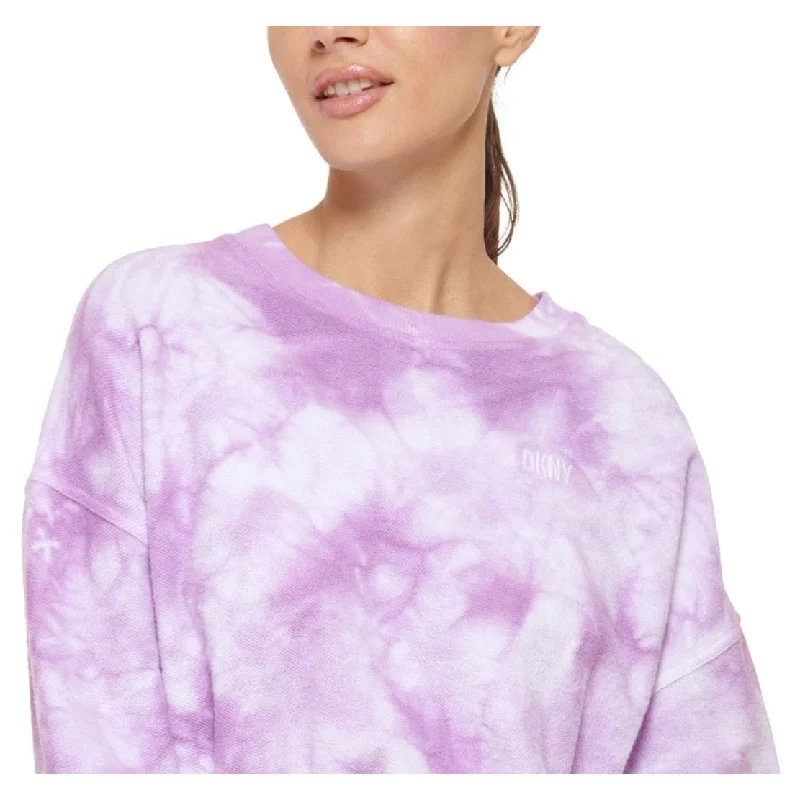 Dkny Women's Cotton Tie Dyed Sweatshirt Purple Size Large