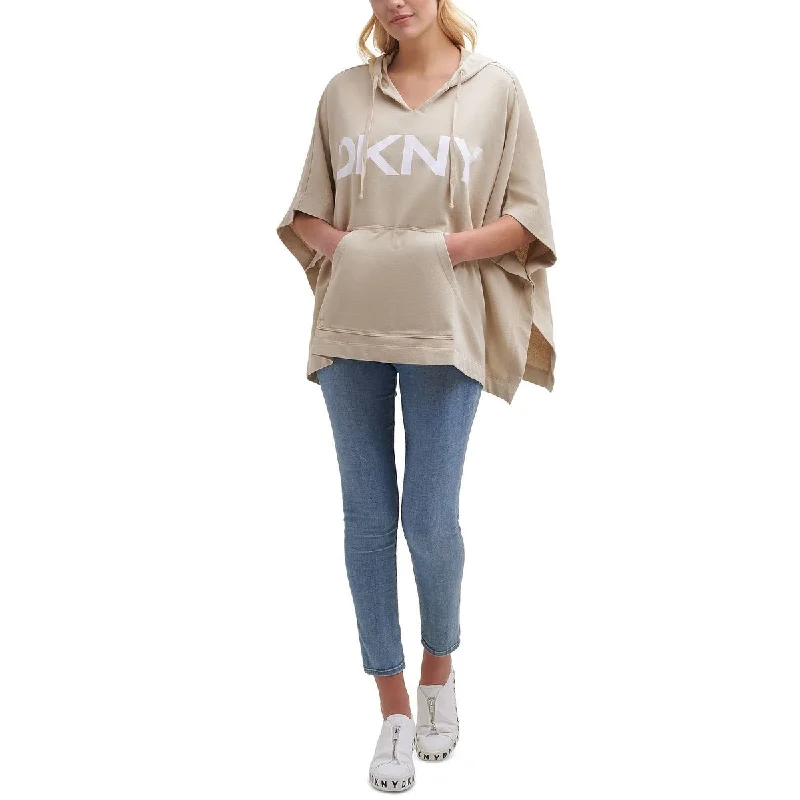 Dkny Women's Logo Poncho Sweatshirt Beige Size X-Small