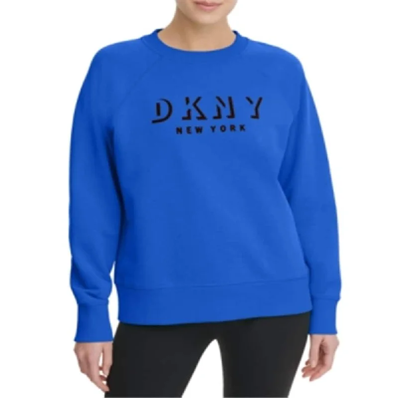 DKNY Women's Sport Flocked Logo Sweatshirt -Blue Size XS