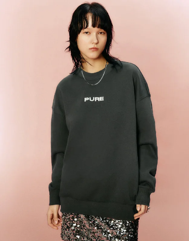 Letter Printed Crew Neck Loose Sweatshirt