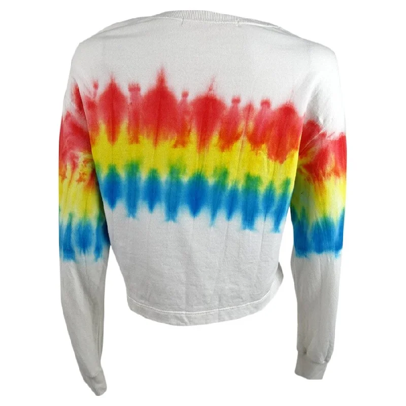 Rebellious One Juniors Long-Sleeve Tie-Dyed Sweatshirt Ivory Rainbow Size Xs