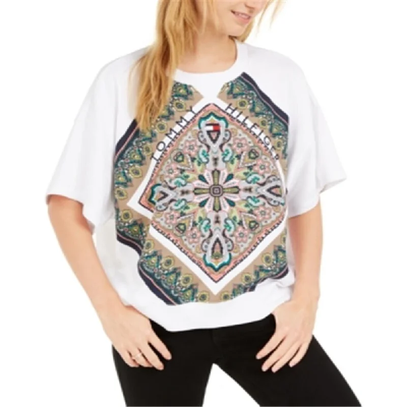 Tommy Hilfiger Women's Paisley Raglan Sweatshirt White Size X-Large