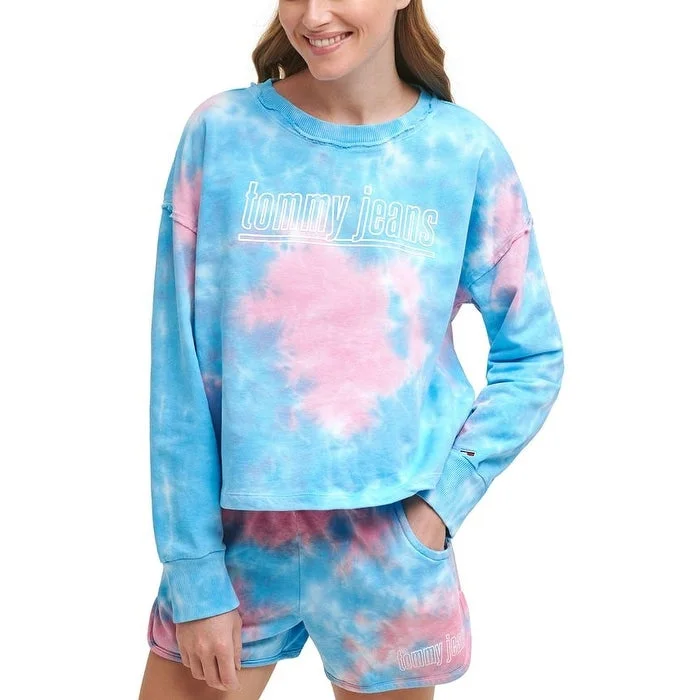 Tommy Jeans Women's Logo Tie Dye Sweatshirt Pink Size X-Large