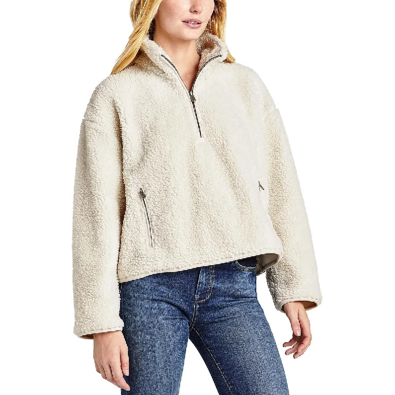 Womens Faux Fur 1/4 Zip Sweatshirt