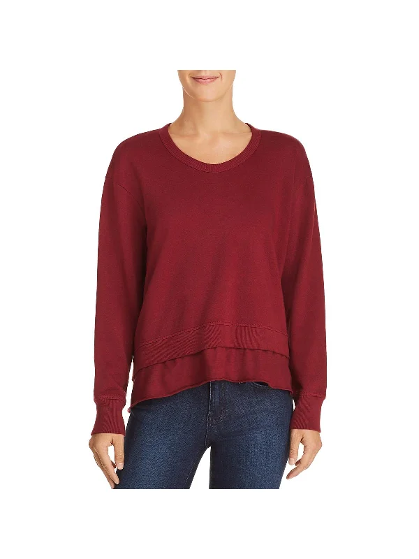 Womens Layered Hem Long Sleeve Sweatshirt, Crew