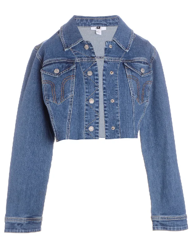 Reworked Kylie Raw Edge Cropped Denim Jacket - M