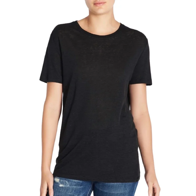 Luciana Linen T-Shirt In Black