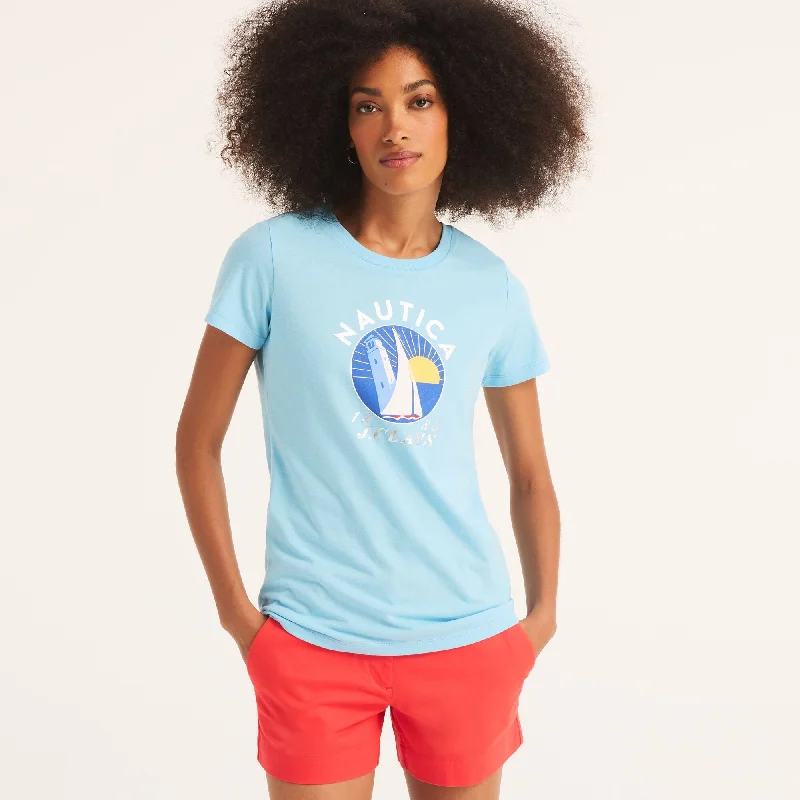 Nautica Womens Sustainably Crafted Foil J-Class Graphic T-Shirt