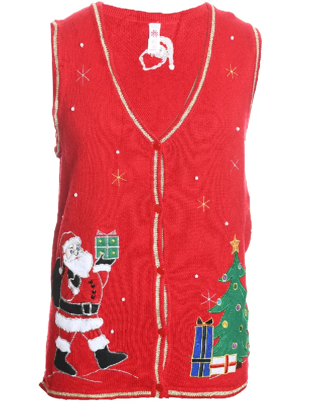 Santa Claus Christmas Sweater Vest - L