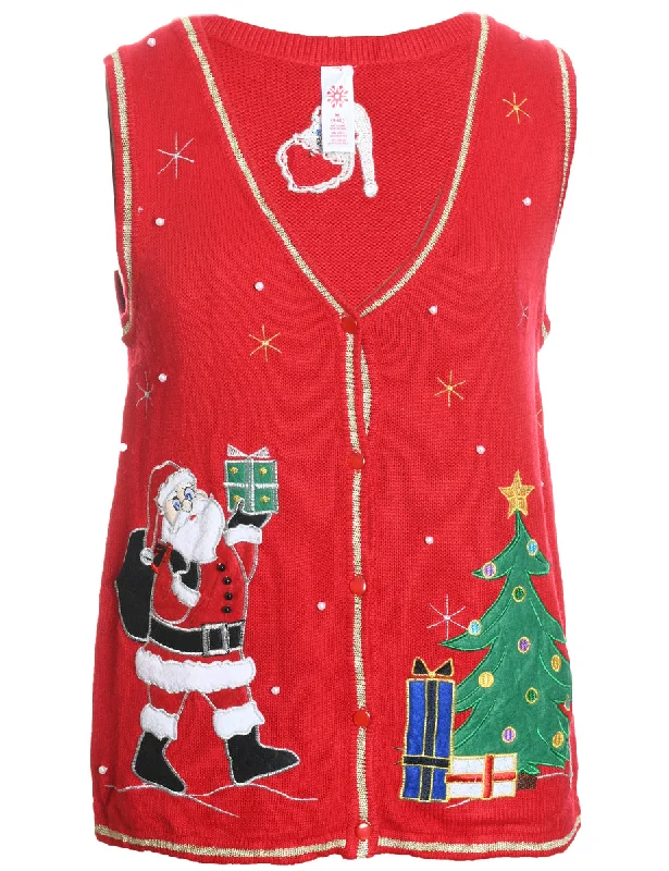 Santa Claus Christmas Sweater Vest - M