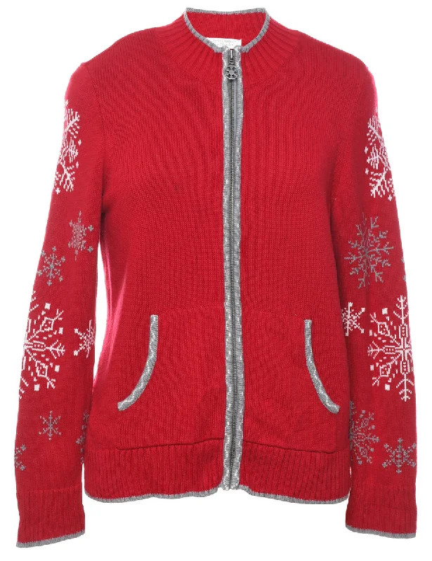 Snowfall Design Christmas Cardigan - M