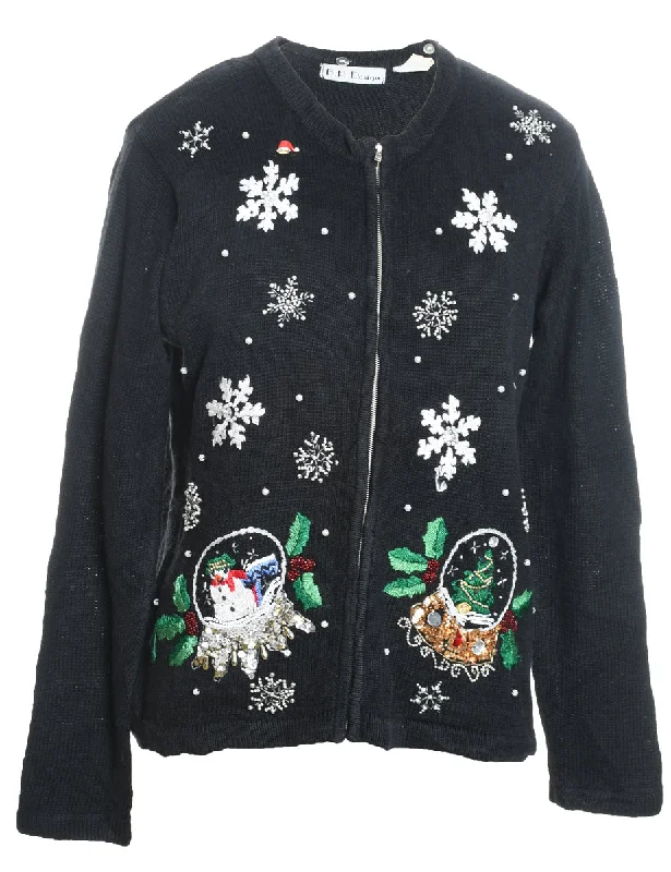 Snowfall Design Christmas Cardigan - S