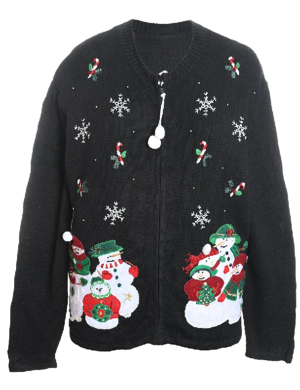 Snowman Christmas Cardigan - L