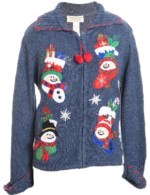 Snowman Christmas Cardigan - L