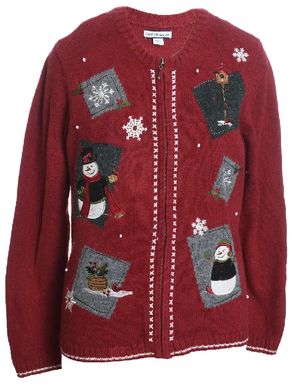 Snowman Christmas Cardigan - L