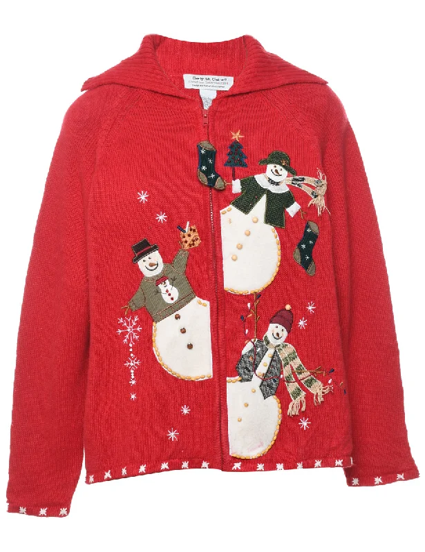 Snowman Christmas Cardigan - L