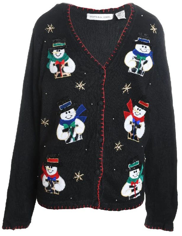 Snowman Christmas Cardigan - L