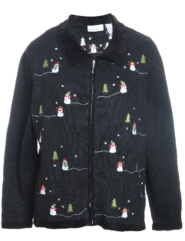 Snowman Christmas Cardigan - L