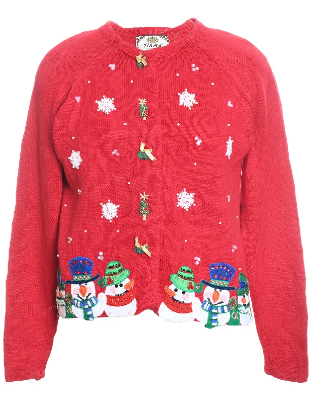 Snowman Christmas Cardigan - M