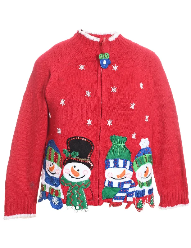 Snowman Christmas Cardigan - M