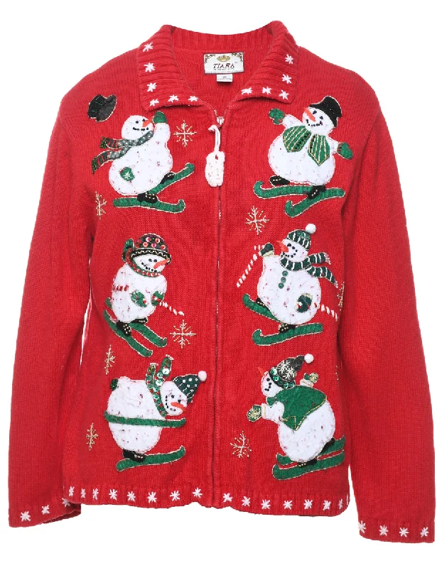 Snowman Christmas Cardigan - M