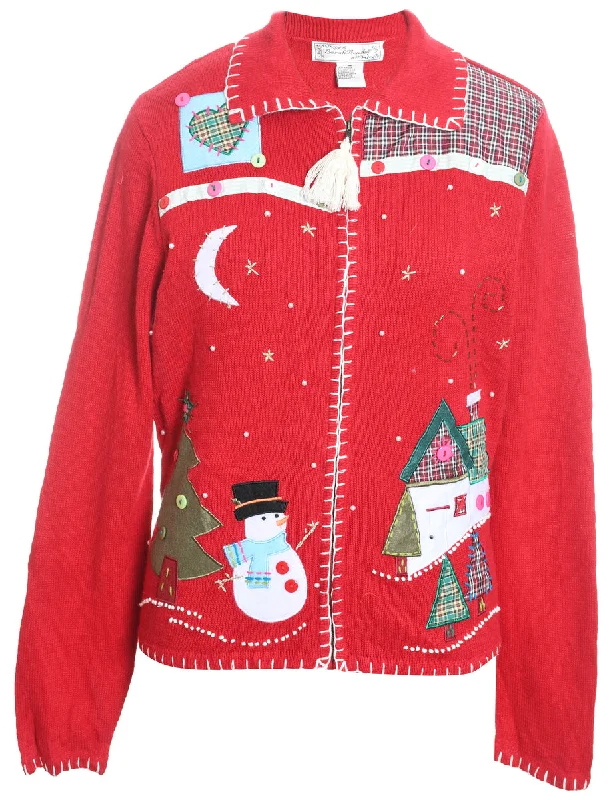 Snowman Christmas Cardigan - M