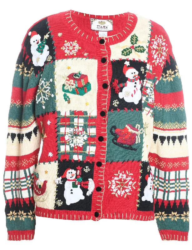 Snowman Christmas Cardigan - M